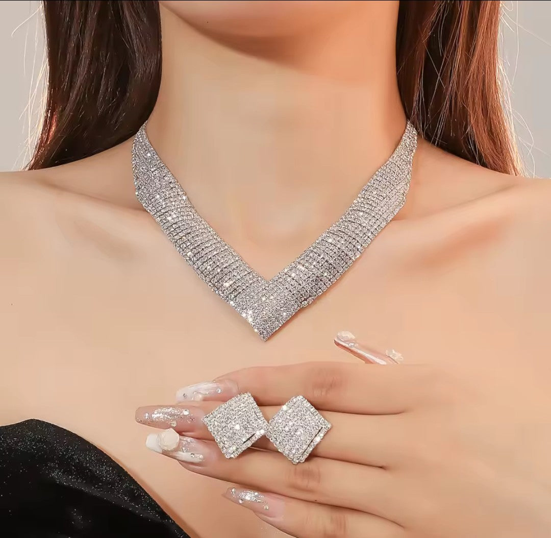 Rhinestone Party Necklace Set