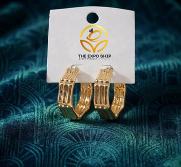 Golden Ribbed Luxe Hoops