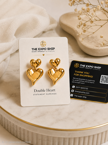 Double Heart Statement Earrings