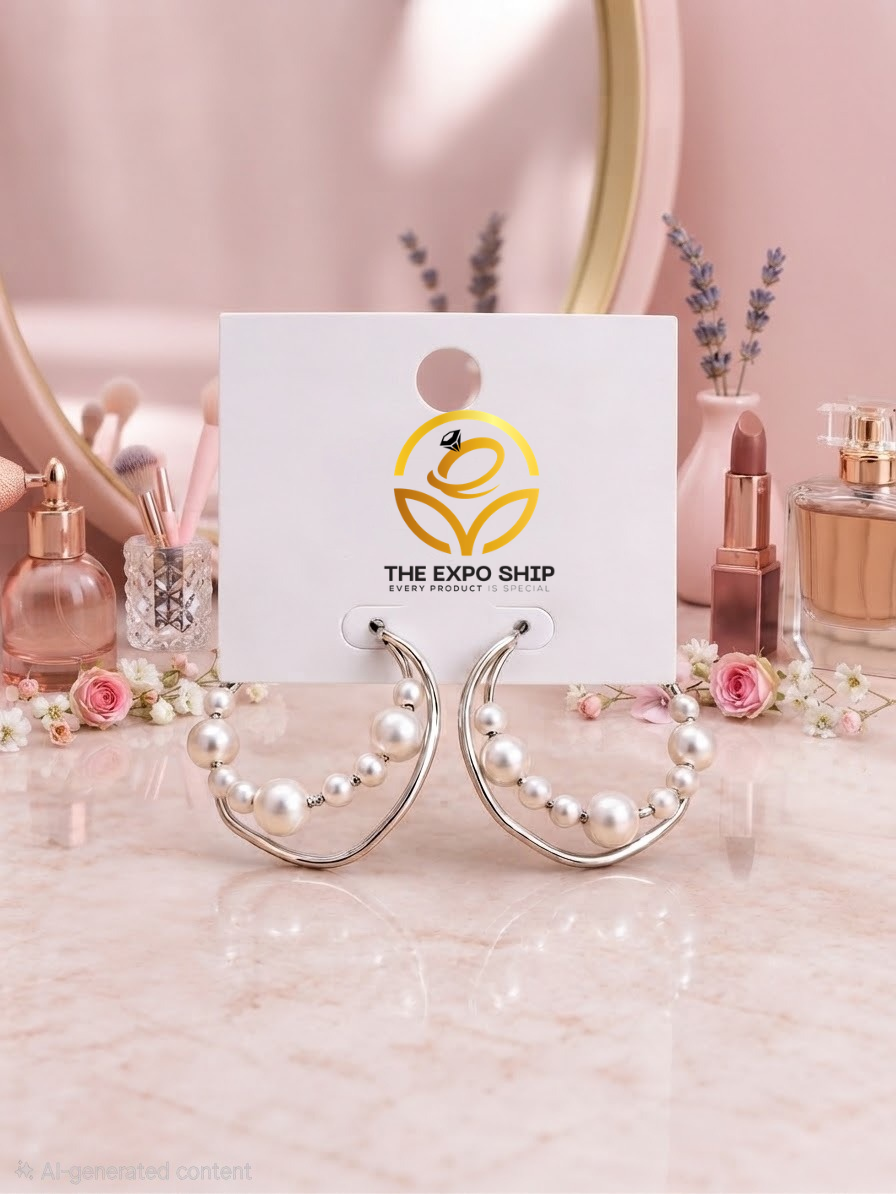 Pearl Crescent Hoops