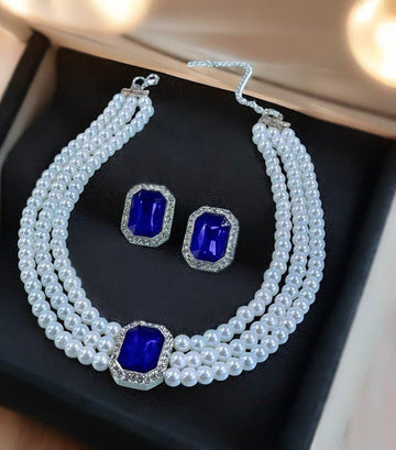 Rectangle Necklace Set (blue)