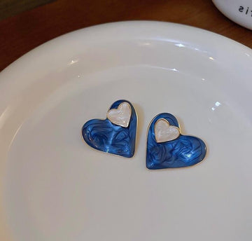 Stainless Steel Heart Shaped Contrast Double Sided Studs