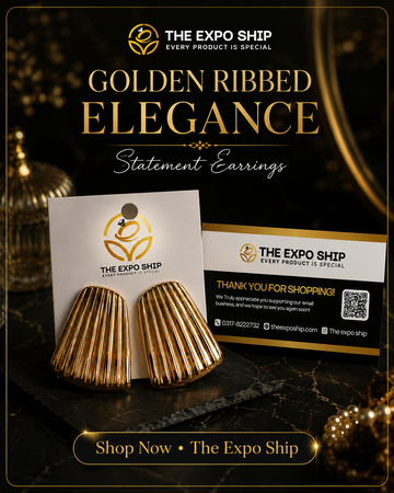 Golden Ribbed Elegance Earrings