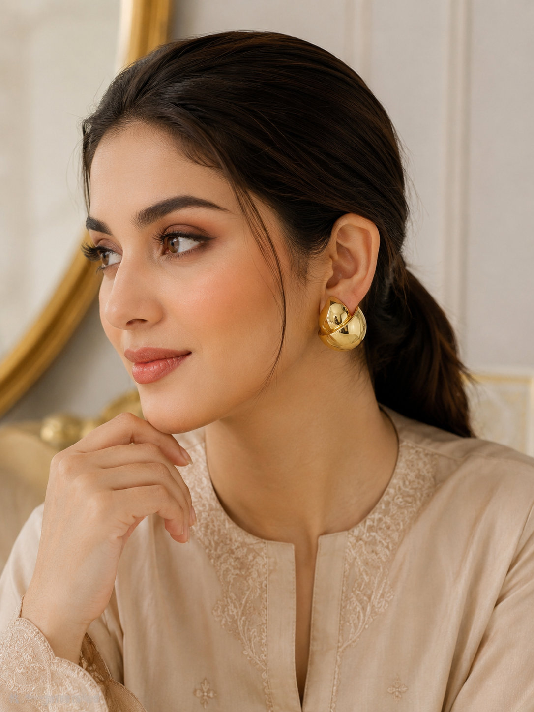 Luxe Orbit Gold Dome Studs