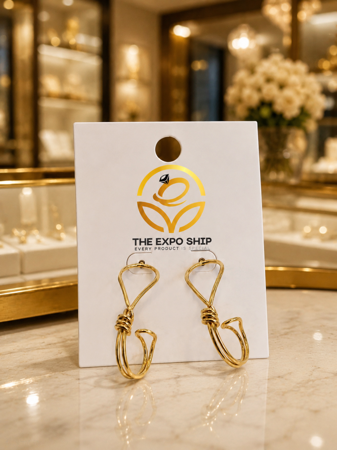 Golden Sculpted Knot Earrings