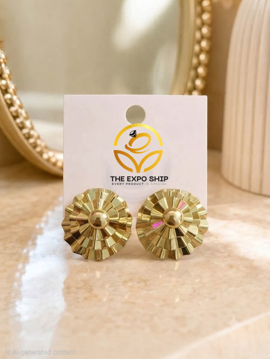 Golden Sunburst Stud Earrings