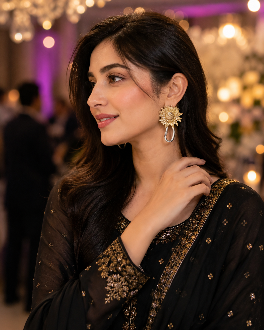 Golden Bloom Drop Earrings